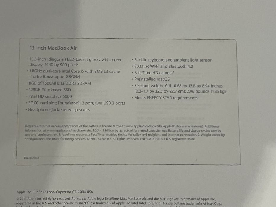 MacBook Air 13-inch, 2017