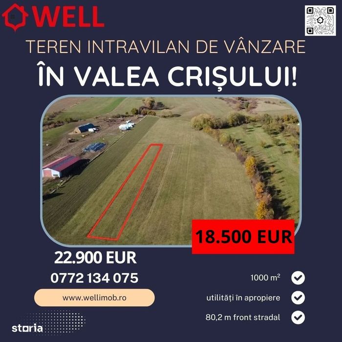 Teren intravilan de vânzare în Valea Crișului!