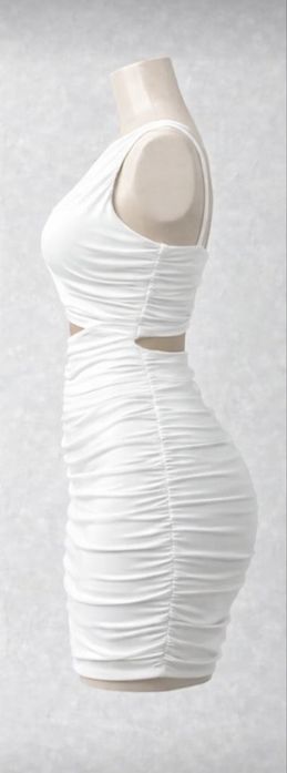 Нова къса бяла рокля с едно рамо – двойно подплатена, по тялото