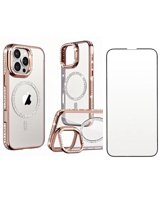 Husa Silicon MagSafe Rock +Folie Sticla Curbata Iphone 16 PRO MAX PLUS