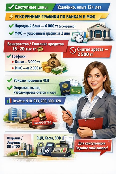 Банкроство ,снятие арестов Со счетовв