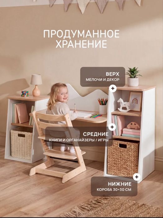 Стол детский письменный с полочками