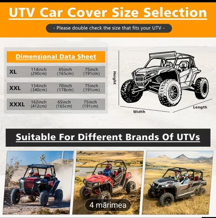 Husa protecție ATV SSV UTV BUGGY 2 - 4 locuri