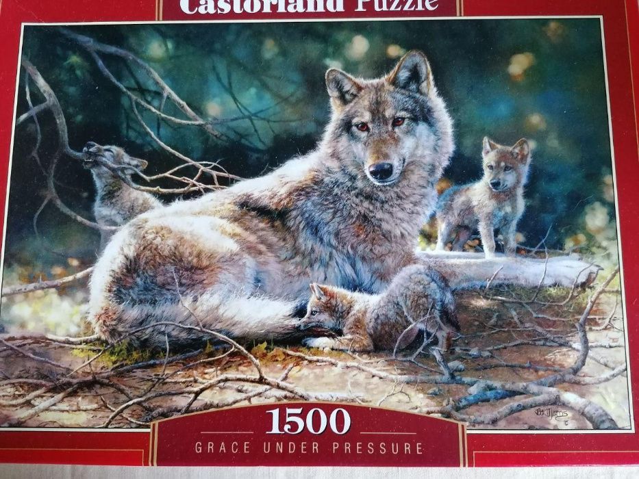 Puzzle 1500 de piese - Familie de lupi