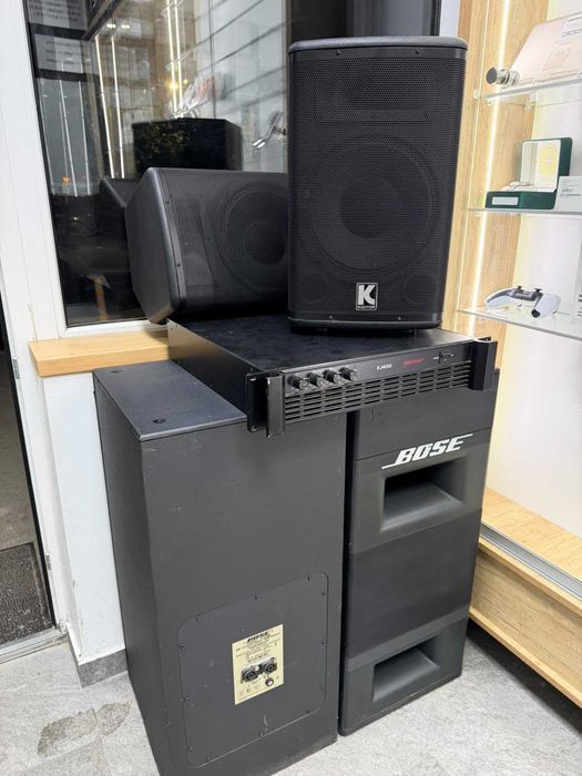BLACK AMANET P2 • Pachet Subwoofer bass BOSE PANARAY 502B 2 boxe active Kustom KPX10A amplificator power xj400