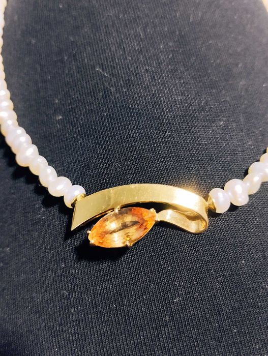 Колье жемчужное с турмалином