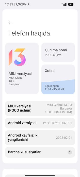 Poco x3 pro xotira 256\8+3 tel garant PUBG yoradi