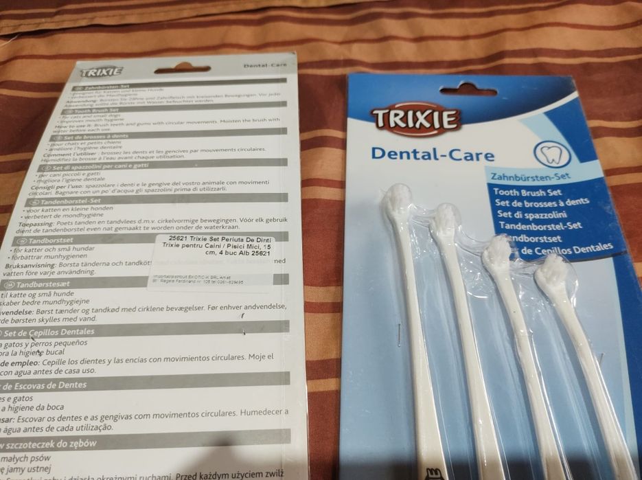 Seturi periuțe dinți pisici câini mici Trixie perie cu abur curățare
