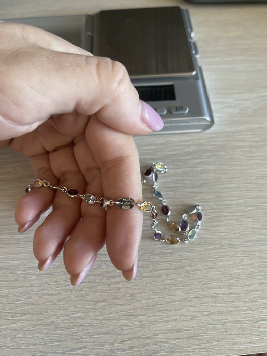 Colier aur alb 18k cu pietre semipretioase