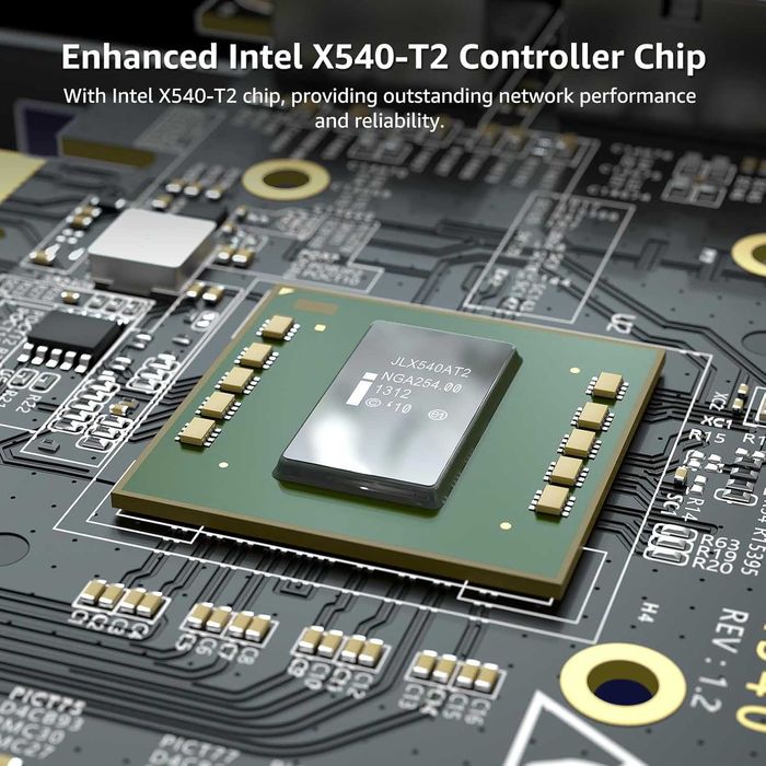 Placă rețea PCIE 10G,NIC port dublu RJ45,Intel X540-T2,Ethernet Vimin