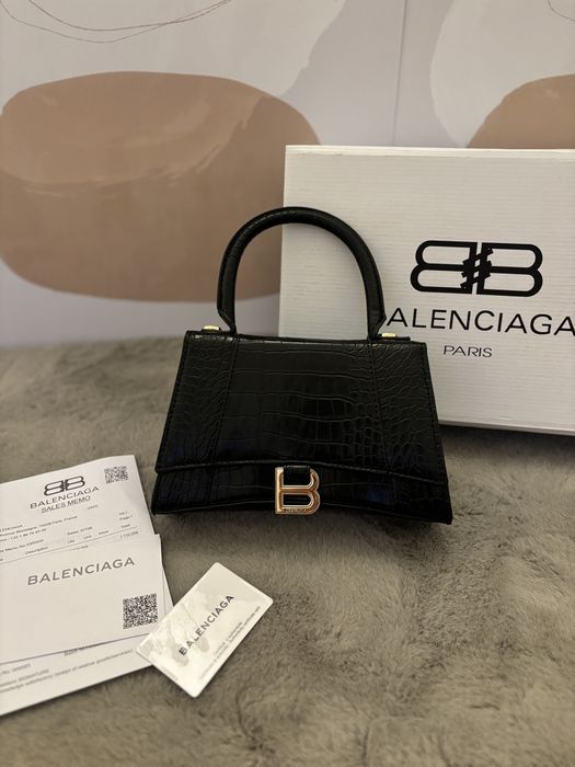 Geantă/Poșeta Balenciaga Hourglass Crocco 23x15x8cm