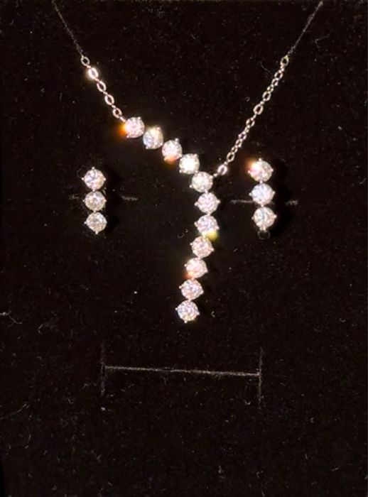 1,7ct блясък на диамант -moissanite Колие и обици, сребро s925