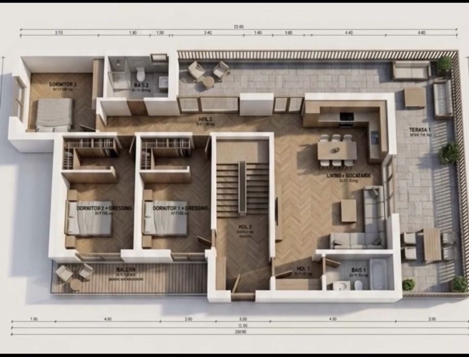 Apartament 4 camere 115 mp + terasa 80 mp