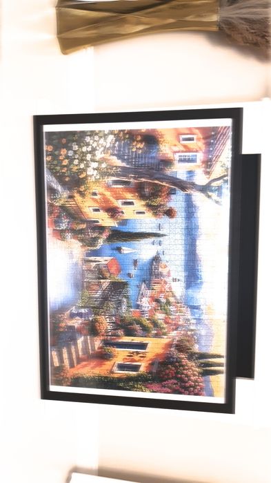 Tablou peisaj mediteranean liniștit din puzzle(85x58cm) cu rama inclusa (90x60cm)