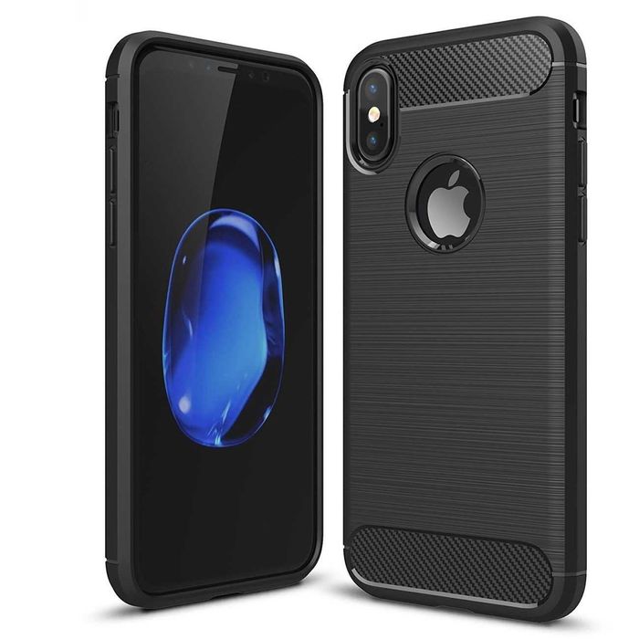 Huse iPhone 7 8 Plus iPhone SE 2020 2022 antisoc piele carbon + Folie