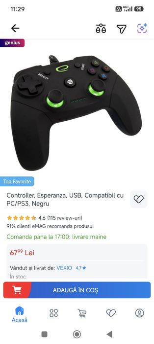 Controller/ joistick  Esperanza Usb PC/PS3 NOU