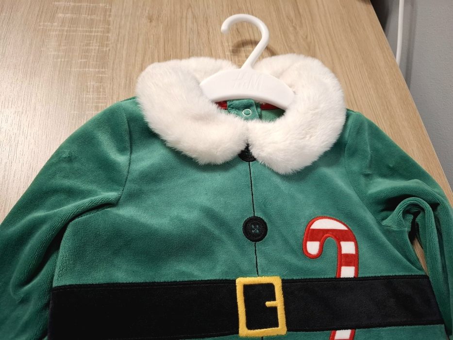 Set costum Moș Crăciun + body spiridus, ținută de Crăciun, C&A, mărime