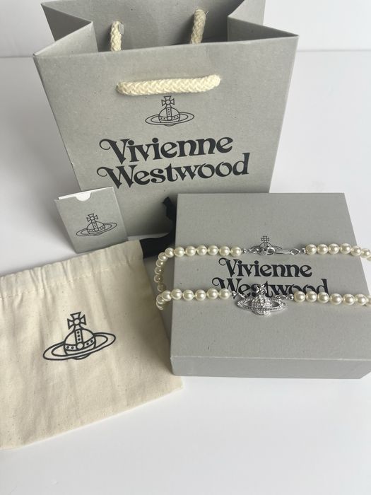 Колие - Vivienne Westwood / Bas Relief Pearl choker ( Сребърно )