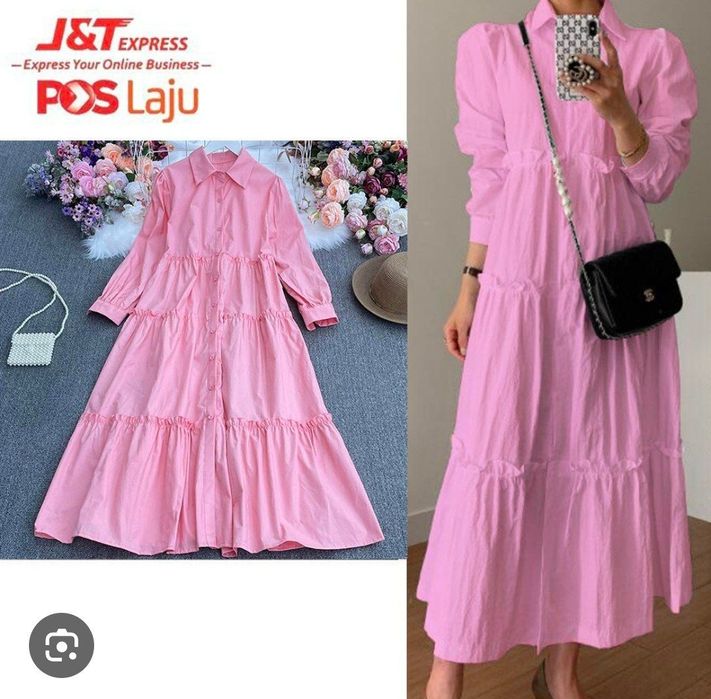 Очень красивое длиное платье розовый хлопок лёгкий на лето Пекин фабри