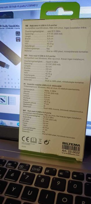 Biltema USB 3.0 hub, 4 ports