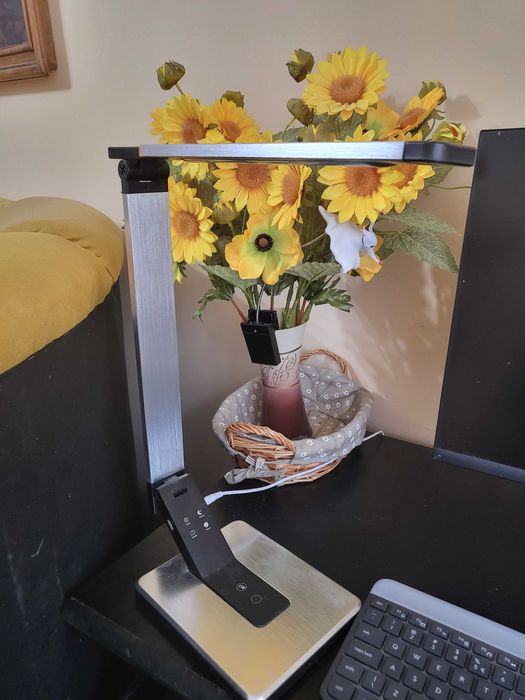 Lampă  LED Platinet 10W, tactil, port USB, aluminiu PLADLL509ALU, nou