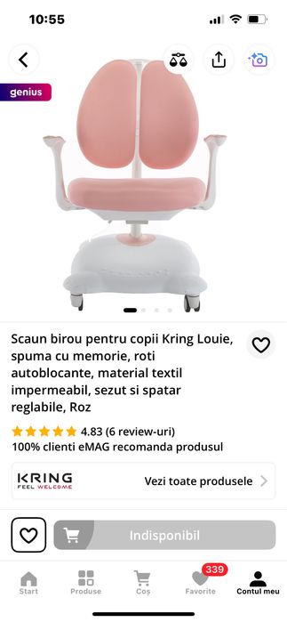 Scaun birou pentru copii Kring Louie, spuma cu memorie