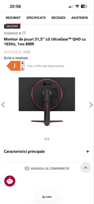 Monitor Gaming LG UltraGear 32” 165Hz 2K