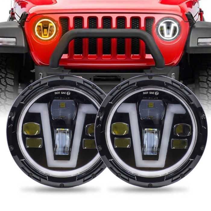 Комплект диодни халогени Automat, 40W, 12V, С мигач, Черен