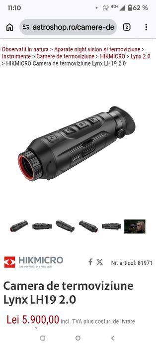 Cameră termoviziune hikmicro lh19 2.0
