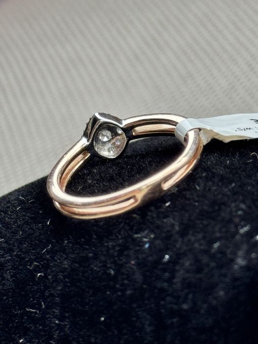Inel aur roz 14kt 2.86gr + diamant natural 0.2kt wp1