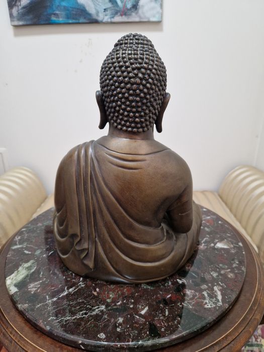 Голяма антикварна азиатска бронзова фигура статуетка скулптура