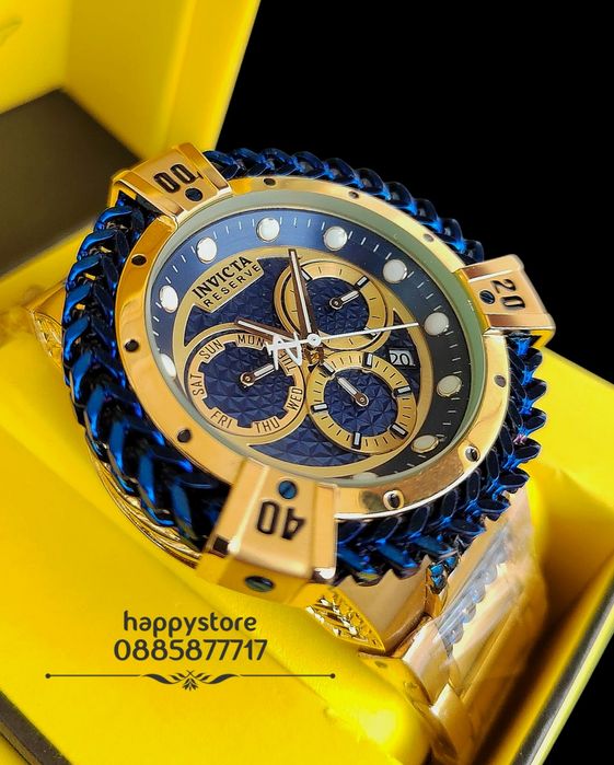 часовник INVICTA Hercules Gold and Blue 56 mm, Инвикта нов
