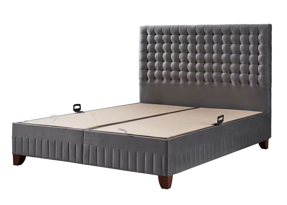 Тапицирано легло Wooly Платинено Сиво с луксозен матрак