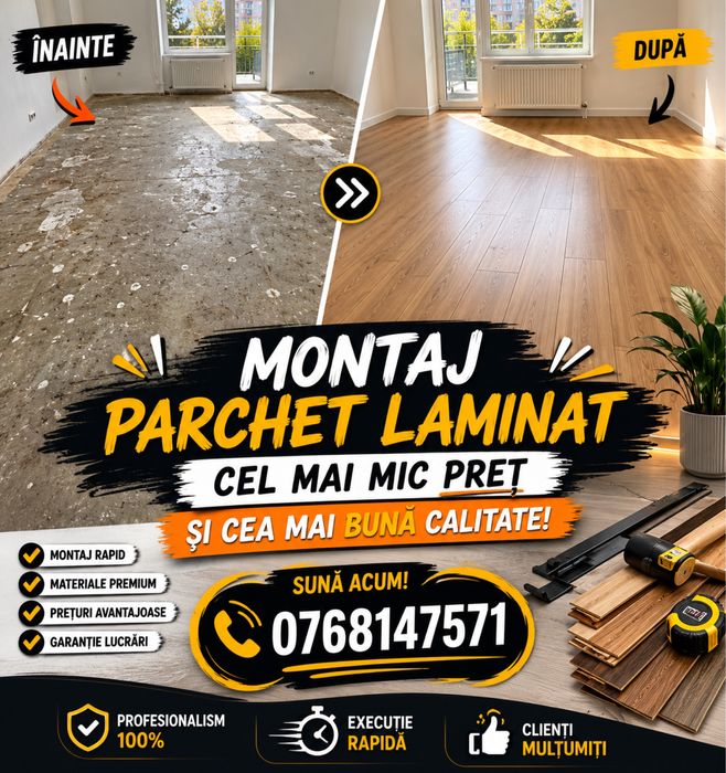 Montaj parchet laminat cele mai mici preturi !!