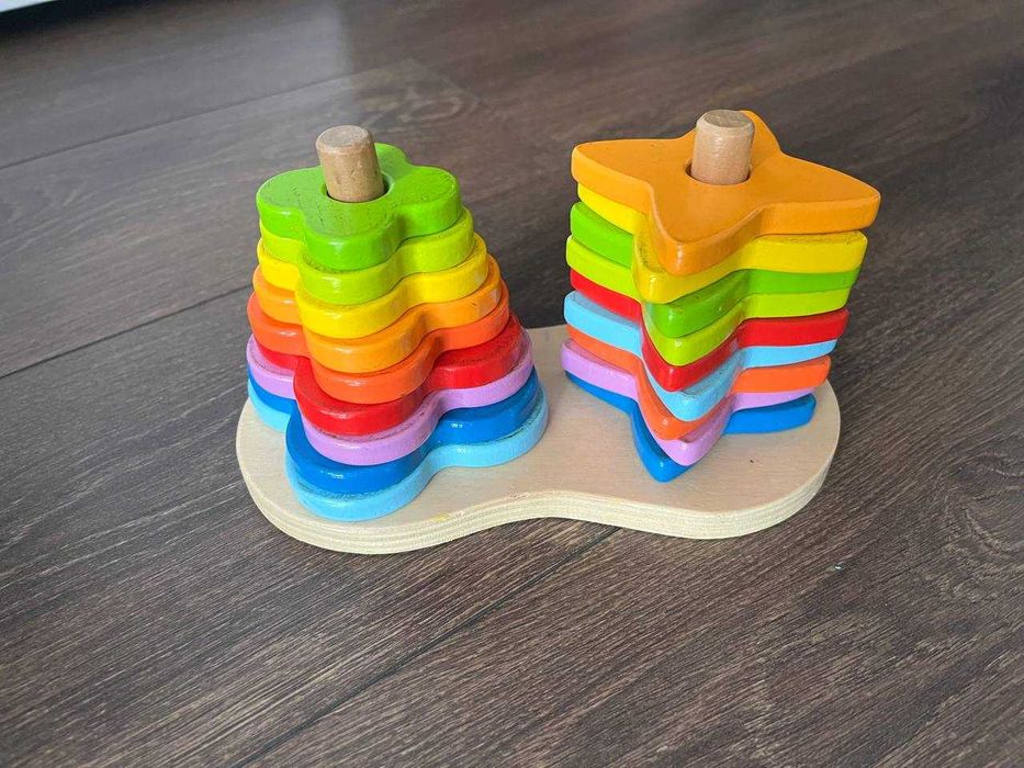 Дървена низанка Hape Double Rainbow Stacker