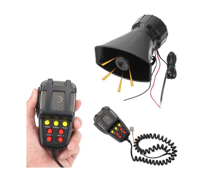 Сирена с микрофон, 100W, 12V, 7 тона