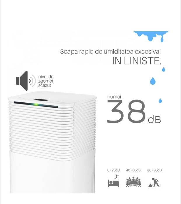 Dezumidificator, 65 mp, foarte silențios și eficient