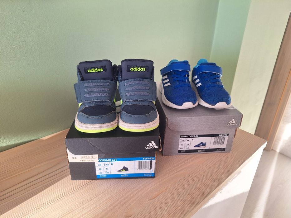 2 чифта оригинални Adidas : кецове 22 номер и мататонки 23 номер