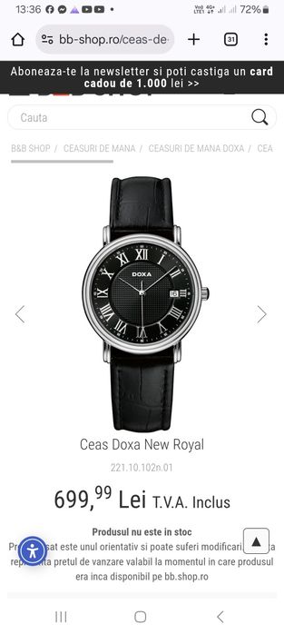 Vand ceas Doxa New Royal, sigilat, garantie