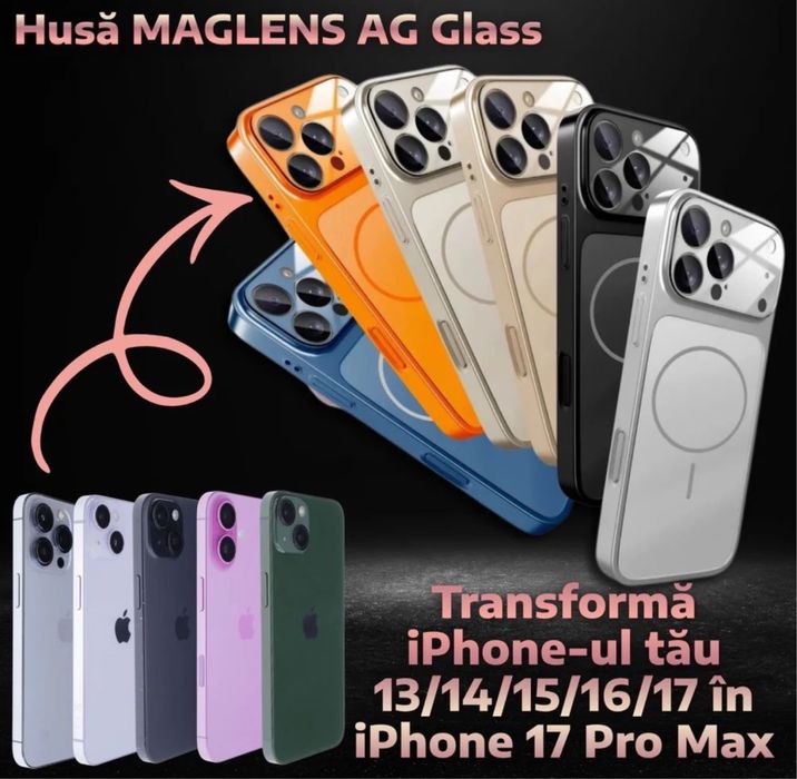 Husa Maglens AG Glass transforma iPhone de la seria 13-17