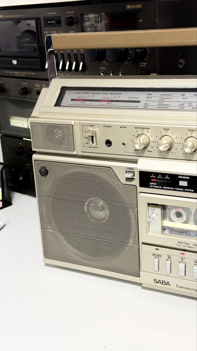 SABA Transeuropa RCR 426 Vintage Boombox Hi-Fi – Radio FM/AM/SW, Casetofon Auto, Metal/CrO2, APFS, 3 Programări-derulare pe melodie , VU LED!