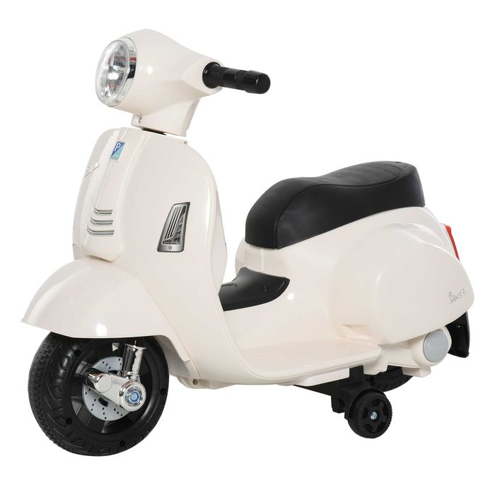 HOMCOM Електрически мотоциклет за деца, Vespa 6V електрически мотоциклет с помощни колела