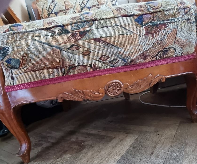 Set clasic lemn sculptat canapea și fotolii