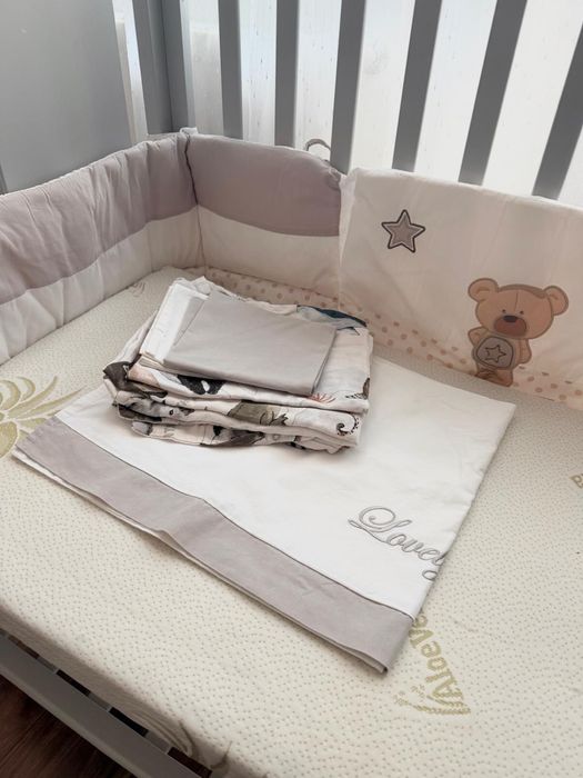 Pat Economic CoSleeping Atasabil Contact gri cu saltea inclusa si suport Antireflux Lemn Fag Italia