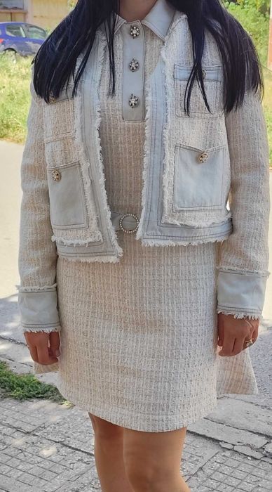 Дамска рокля River Island букле плюс дънков акцент