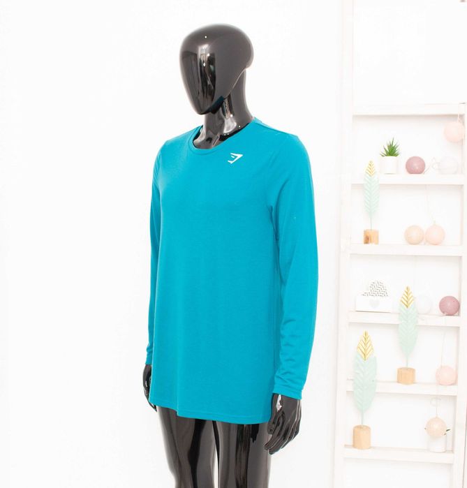 Gymshark мъжки блуза с дълъг ръкав синя за фитнес и спорт L