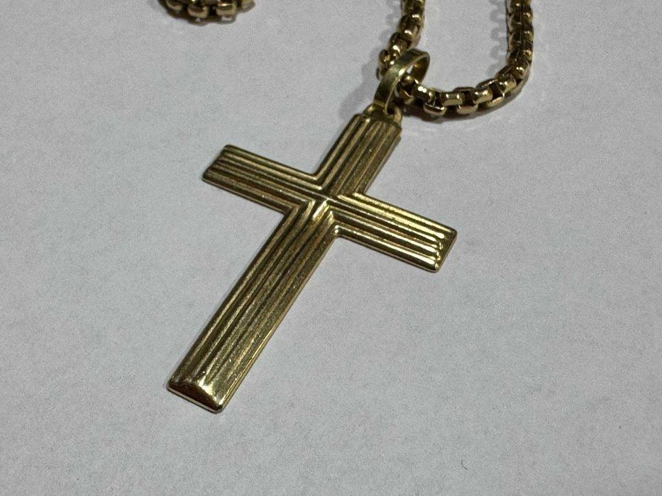 Мъжки златен синджир с кръст 14К