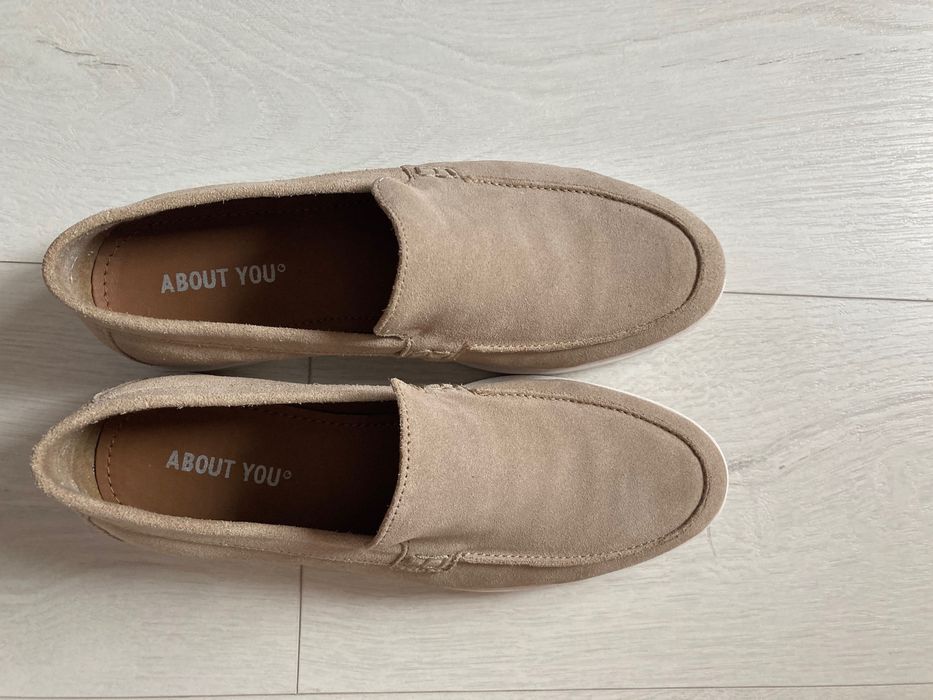 Мъжки мокасини, цвят екрю, №40