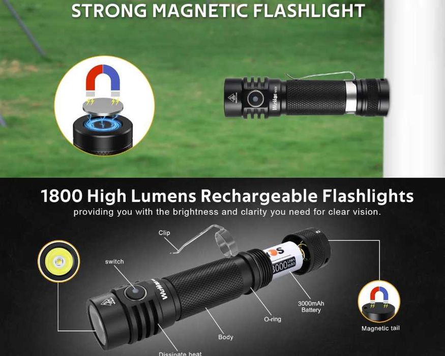 Високомощен Тактически Фенер Sofirn SC18 EDC Wurkkos WK03 1800LM Luminus SST40 LED IP68 18650 ATR TIR Оптика 90° Лъч 55грама 6061 Арокосмически Клас