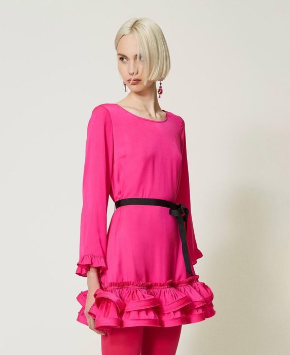 Цикламена рокля Twinset ,с коланче  размер Л ,ново!